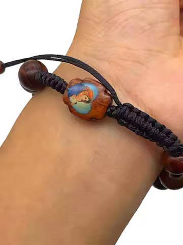 HTISOK Catholic Rosary Polymer Clay Round Religious Wood Beads Cross Handmade Round Our Lady Of Fati