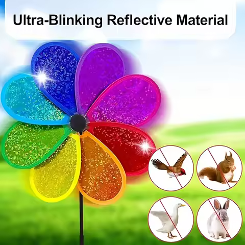 1pc Flower Wind Spinner Sparkly Lawn Pinwheel 29.97 cm Colorful Rainbow Garden Windmill for Garden, 