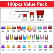 100pcs Vehicle Fuse Standard Fuse Mini Fuse Micro Fuse Set Car Fuse Motorcycle Lorry Fius Motor Kere
