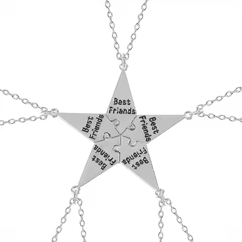 5pcs Fashion Best Friends Pendant Zinc Alloy Metal BFF Necklace Friendship Charm Chain Women Gift Ne