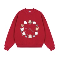 Áo sweater nữ trơn form boxy 1922 Miucho cổ tròn vải nỉ bông 350 GSM in mix