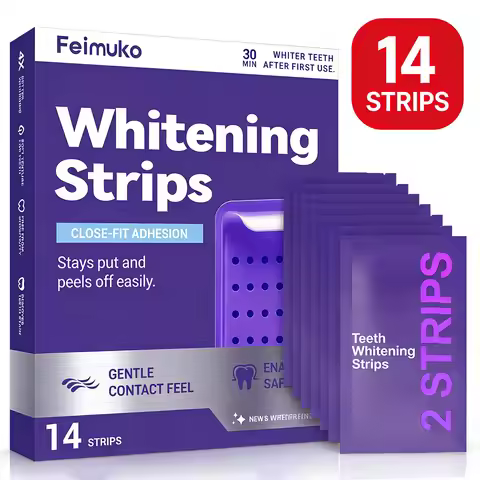 Purple Teeth Whitening Strips Fast Brightening Oral Care for Fresh Breath & Stain Removal Enamel Saf