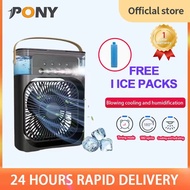 PONY-Portable air conditioner USB Fan air cooler Fan Aircond Humidifier Purifier Mist Cooler with 7 LED Light Kipas mini