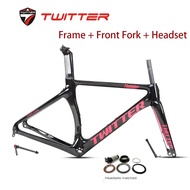 TWITTER disc brakes Thunder T10 carbon fiber road frame disc brakes 700C through axle 12 * 142mm gravel racing Bike bicycle frame 46-54cm Bicycle parts