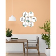 HIJAU Syabilmart 7 in 1 Hexagonal Islamic Quote Wall Display Decoration Tropical Green Leaves Room D