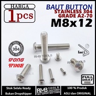 Bolt L Button M8 x 12 Length 1.2cm Stainless Steel SUS 304 Grade A2-70 Key L5 M8 Bolt L5 SS 304