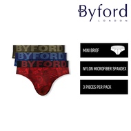 Byford Seluar Dalam Lelaki | (3 Pcs) Byford Men Nylon Microfiber Spandex Mini Briefs Underwear Assor
