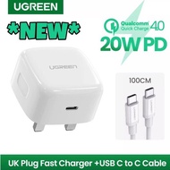 (FREE PD USB C TO USB C CABLE)UGREEN 18W PD CHARGER QUALCOMM QUICK CHARGE 3.0 FAST CHARGE FAST CHARG