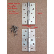 Heavy Duty JTC 5" Stainless Steel 304 SUPER LOSOUND Bearing Door Hinges With Screws Set / Ensel Pint