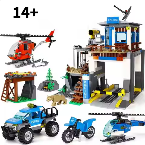 Compatible with 60174 City Prison Island Mountain Special Police Plane Command Vehicle Boys Building