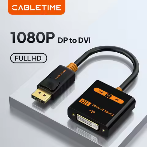 CABLETIME DP to DVI Adapter HD Black Displayport to DVI Converter Video Transmission for Laptop HDTV