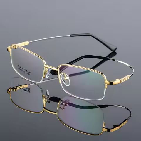 New Men's Half-Frame Titanium Alloy Business Glasses Frame , Square Optical Myopia Glass's Frames F1
