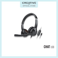 Creative Chat USB On-Ear Headset with Swivel-to-Mute Noise-Cancelling Boom Mic Mic-Monitoring SmartC