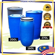 Tong Drum Plastik / Tong Air / Blue Drum Plastic / Bekas Tong Biru / Used Drum 160L 200L 270L Tong Biru / Pasu cucuk tanam Pokok