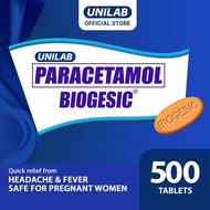 Unilab Biogesic 500 Tablets - 500mg Paracetamol for Quick Relief of Headache and Fever