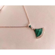 Advance Genuine Daigou 2020 New Style BVLGARI/BVLGARI Green Malachite Diamond Fan Necklace