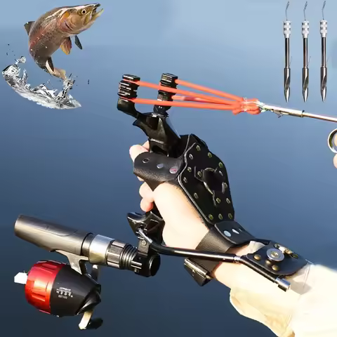 Catapult Outdoor Hunting Folding Wrist Support Metal Fish Shooter Strong Leather Band Fish Dart Prof