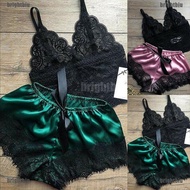 [BiuBiu] 2PCS Womens Lace Sleepwear Lingerie Tops Shorts Set Babydoll Pajamas Nightwear