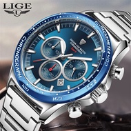 นาฬิกาทหาร Lige สำหรับผู้ชายแฟชั่นนาฬิกาควอตซ์นาฬิกาข้อมือสำหรับผู้ชายกีฬานาฬิกาแบรนด์หรูกันน้ำ relogios masculino