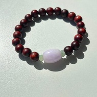 Angel's tears翠色-天然緬甸玉 紅紫翡翠桶珠設計小葉紫檀木手串