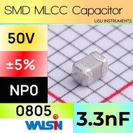 3.3nF 0805 50V NP0 ±5% MLCC Capacitor SMD Walsin 0805N332J500CT