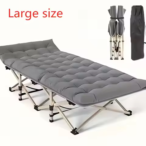 75-inch Large Folding Sports Outdoor Bed, Stadium Bed with Double-sided Mattress, Portable Foldable
