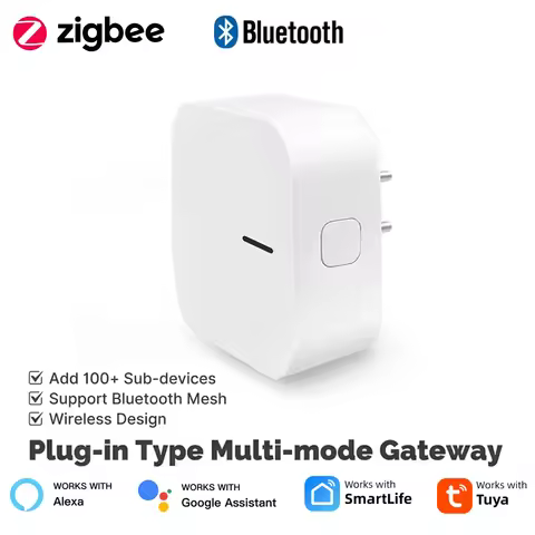 Tuya Multi-mode ZigBee Bluetooth BLE Mesh Gateway EU Socket Smart Hub Allow 100+ Sub-devices Hub Bri