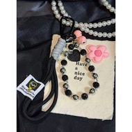 Gothic Pink Flower Charm Lanyard for Phone & Bag