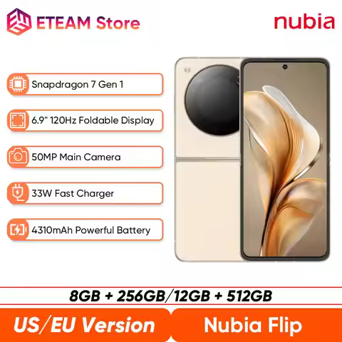Nubia Flip 5G Global Version 6.9" Snapdragon 7 Gen 1 4310mAh battery 33W Charging Pocket-sized Folda