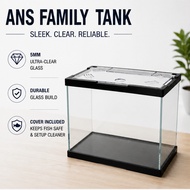 ANS Family Tank 30/40 Black and White Ultra Clear Glass Aquarium Tank with Cover | Nano Fish Tank Sh