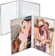 Azar Displays 107726-2PK Clear Acrylic 4x6 Double Photo Frame Side by Side - Modern Dual-Sided Pictu