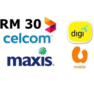 [5% Discount] Celcom Xpax Maxis Digi UMobile Prepaid Reload Auto Top up RM30