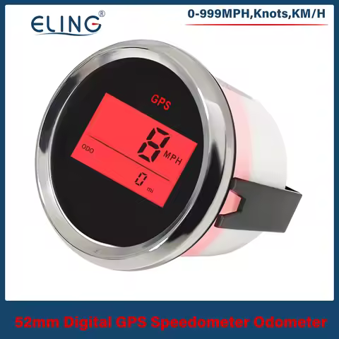 ELING 52mm Universal Digital GPS Speedometer Odometer 0-999MPH, Knots, KM/H 12V/24V