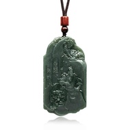 【正佳珠寶】和田玉 塔青料 猛虎關公 蓮花觀音吊墜 和田玉吊墜