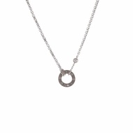Cartier LOVE兩鑽圓餅項鏈18K白金/鑽石項鏈白金項鍊