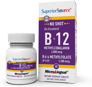 No Shot Vitamin B12 Methylcobalamin (2000 mcg), Methylfolate, B6 (P-5-P), Quick Dissolve MicroLingua