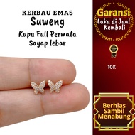 S 1038 Golden Buffalo Suweng Butterfly Full Gemstone Wide Wings 10K Color Earrings