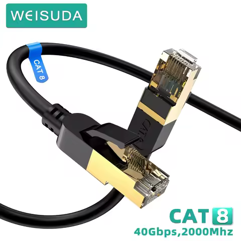 Cat8 Ethernet Cable, Outdoor&Indoor Heavy Duty High Speed 26AWG 2000Mhz with Gold Plated RJ45 Connec