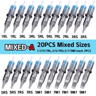 20pcs MIXED Tattoo Cartridge RL/RM/RS Round Liner Shader Curved Magnum Tattoo Needle 1RL 3RL 5RL 7RL