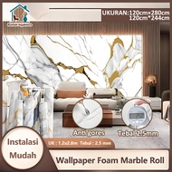 3D Marble Foam Wall Paper Roll 1.2 x 2.8 1.2 2.44 Meter/ 2.5mm Thickness Room Sticker Waterproof Mar