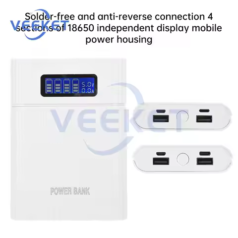 18650 Battery Holder Power Bank Case 18650*4 5V Dual USB Digital Display Charging DIY Shell Battery 