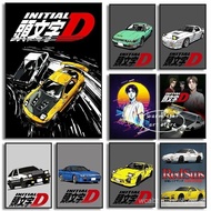 Initial D Poster Anime Initial Drift Car AE86 TAKUMI Jdm Car Wall Art Kawaii Room Decor Quality Canv