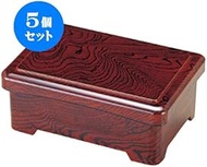 Set of 5 Echizen Lacquerware [A]D.X Nagate Heavy Zelkova Wood Grain Vermilion [19.6 x 13.9 x 8 cm] J