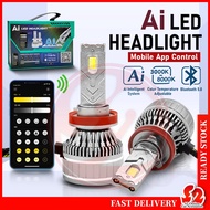 Smart AI LED Headlight App Control Color Changing 70W LED Headlight Bulb Car Light Bulb H4 H7 H11 90