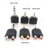 Y Splitter stereo 1/4 inch Audio Adapter 3.5mm 6.5mm 6.35mm Male Plug To 2 Dual Rca Female Jack plug
