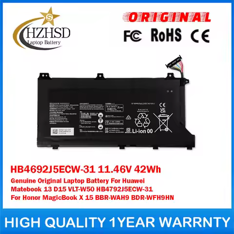 HB4692J5ECW-31 11.46V 42Wh Genuine Original Laptop Battery For Huawei Matebook 13 D15 VLT-W50 HB4792