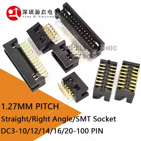 DC3 IDC Box Headers 1.27mm SMT JTAG Connector 2*5 10P/12/14/16/20/30/40/80/100 Pin For External Posi