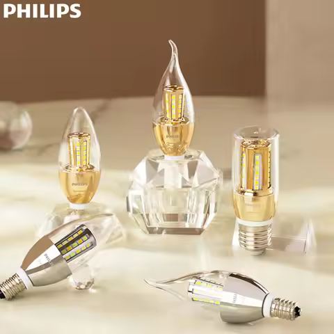 Philips LED Crystal B35 BA35 Candle Bulbs E14 4.5W 6.5W Light Silver Golden Base Color 2700K Warm So