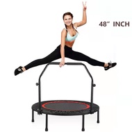 Foldable Trampoline with Armrest Home Indoor Gym Exercise Fitness Rebounder Round Jumping Pad Trampolines Adult Child