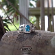 cincin lelaki permata biru silver 925 ,cincin lelaki baru biru aqua perak925 , silver 925 men ring b